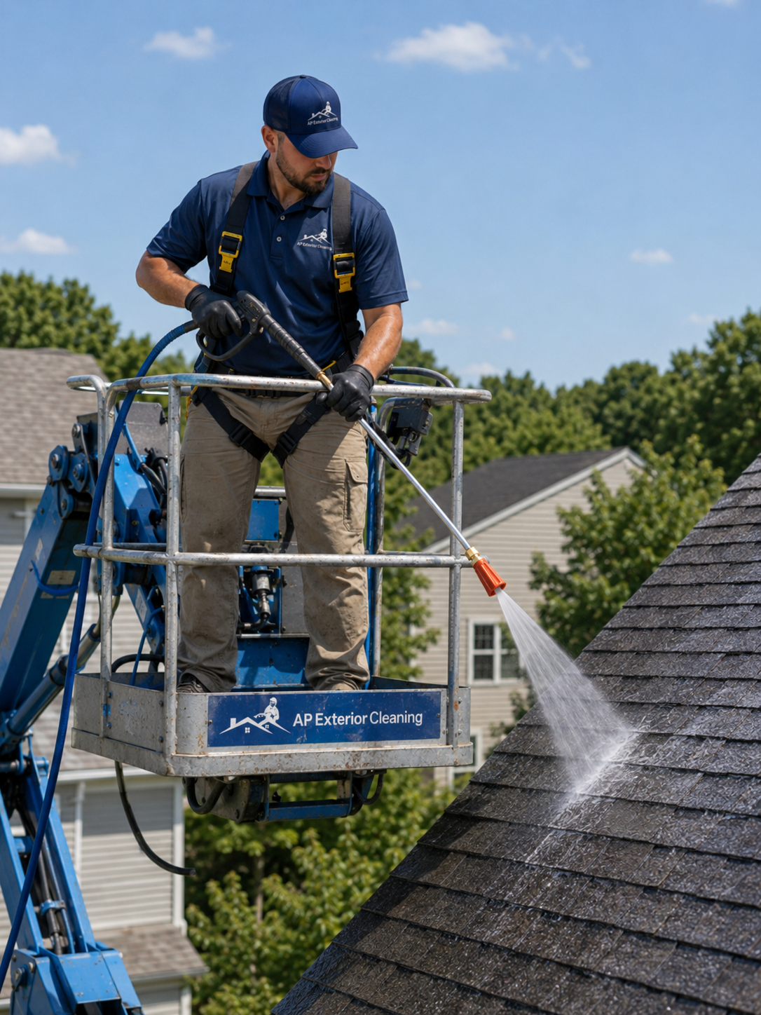 Professional lift equipment for exterior cleaning in New Hampshire